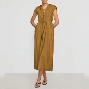 Modern Citizen Shreya Tie Front Midi Dress Brown Sz 1X NWT
